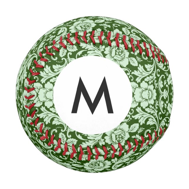 Balle De Baseball Monogramme Un damon à fleurs antique (Devant Gauche)