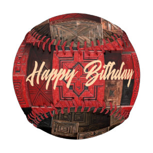Balle De Baseball Mosaïque 3D cuivre noir rouge