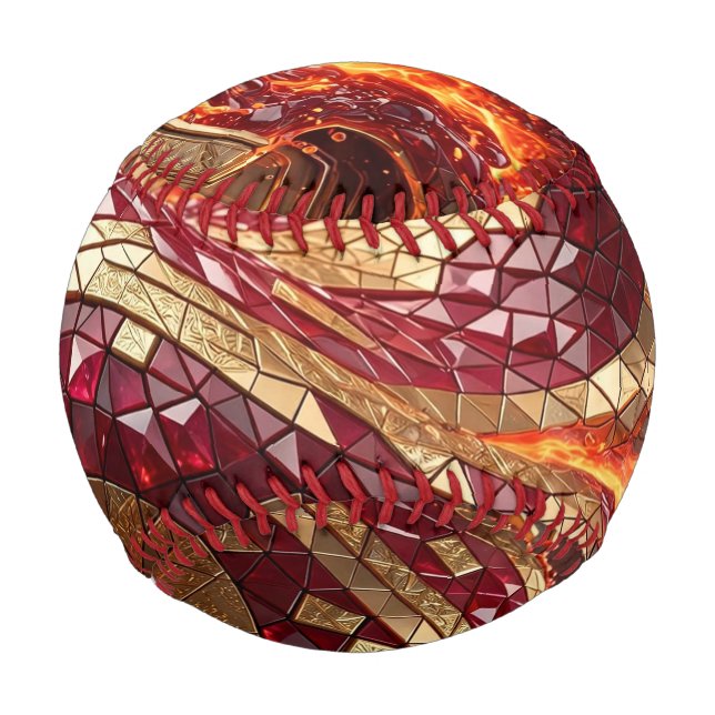 Balle De Baseball Mosaïque Rouge Or Luxe (Devant)