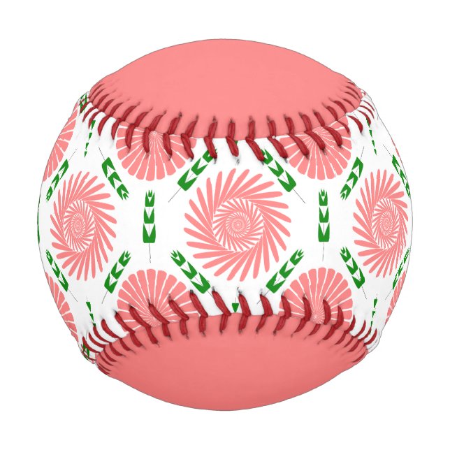 Balle De Baseball  motif à fleurs roses  (Devant)