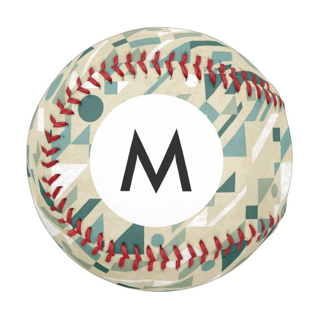 Balle De Baseball Motif Abstrait Monogramme (Devant Gauche)