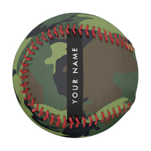 Balle De Baseball Motif Camouflage Vert, Votre nom, Personnaliser