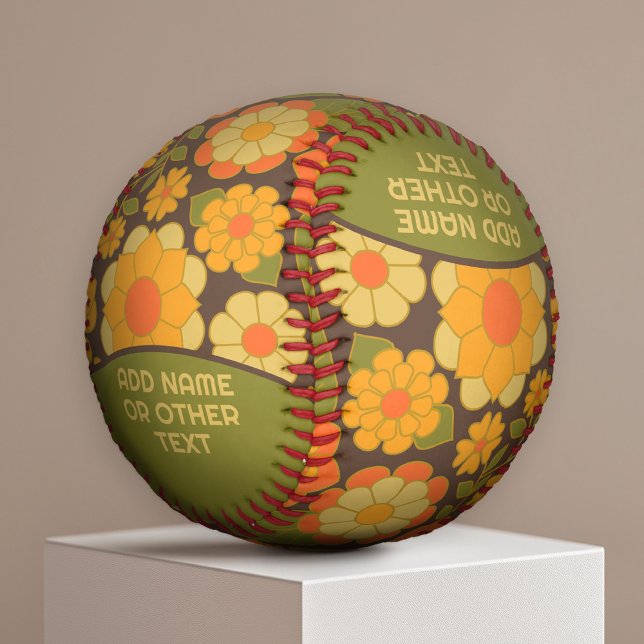 Balle De Baseball Motif coloré amusant de la terre fleurie - Monogra (Créateur téléchargé)