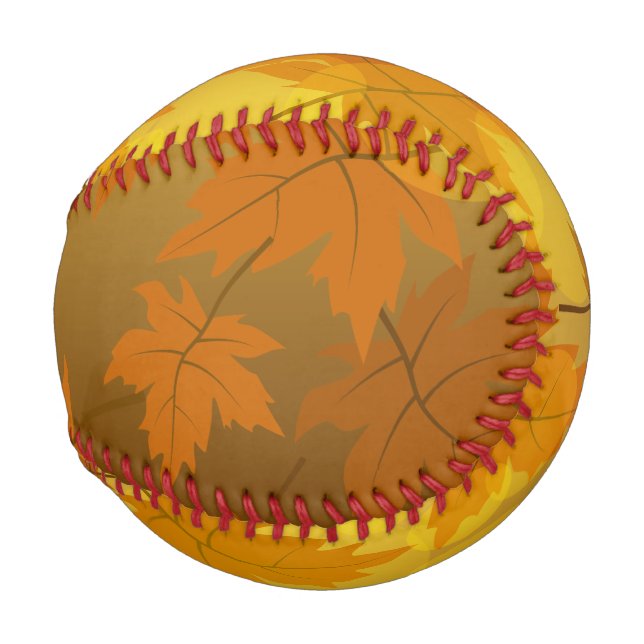Balle De Baseball Motif d'automne avec feuilles d'érable en chute et (Dos Gauche)