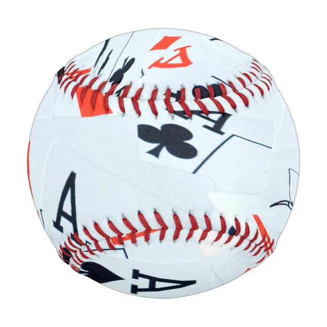 Balle De Baseball Motif De Cartes De Poker Aces, Baseball. (Devant)