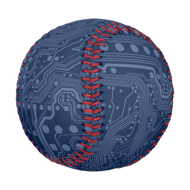 Balle De Baseball Motif de circuit Geek bleu (Angle)