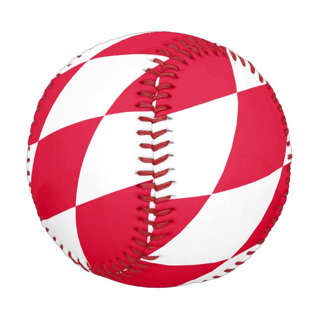 Balle De Baseball Motif de drapeau diamant Bavière rouge et blanc (Angle)