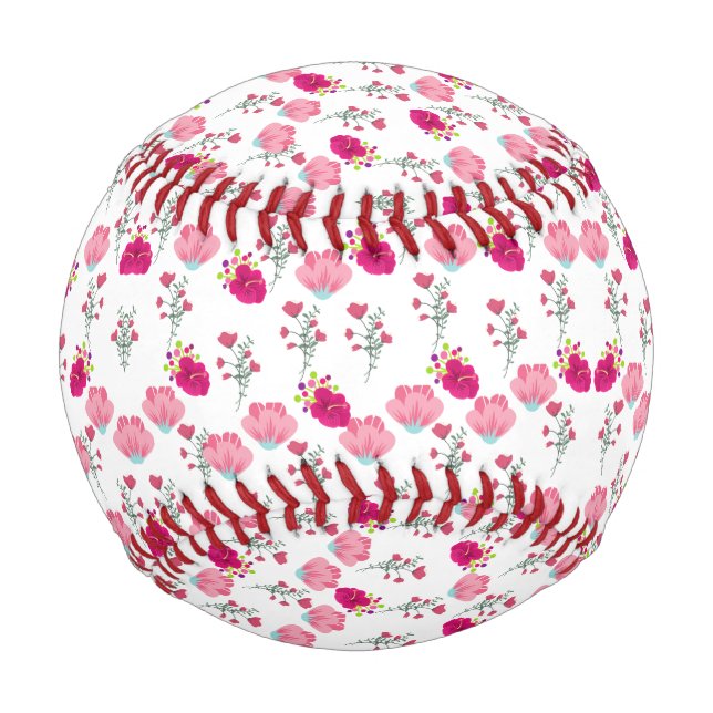 Balle De Baseball Motif de fleurs roses (Devant)