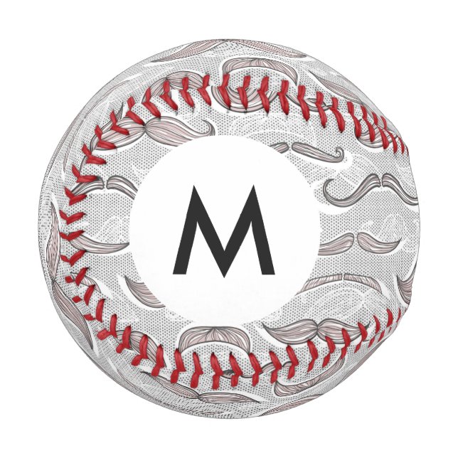 Balle De Baseball Motif de moustache à la mode Monogram (Devant Gauche)