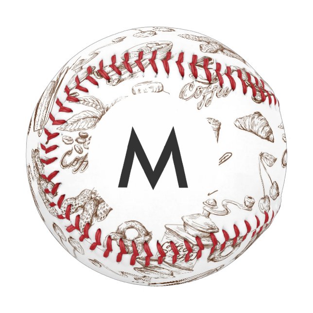 Balle De Baseball Motif de papier monogramme (Devant Gauche)