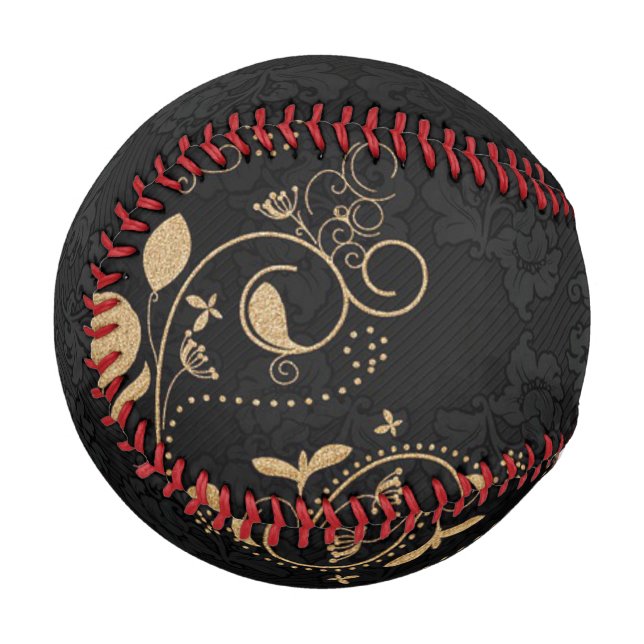 Balle De Baseball Motif décoratif noir et or (Devant Gauche)