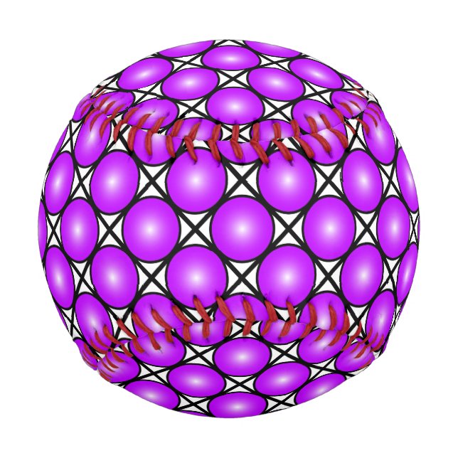 Balle De Baseball Motif en treillis noir blanc Magenta points roses (Devant)