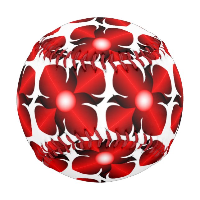 BALLE DE BASEBALL MOTIF FLEURS ROUGES (Devant)