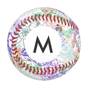 Balle De Baseball Motif floral monogramme 8