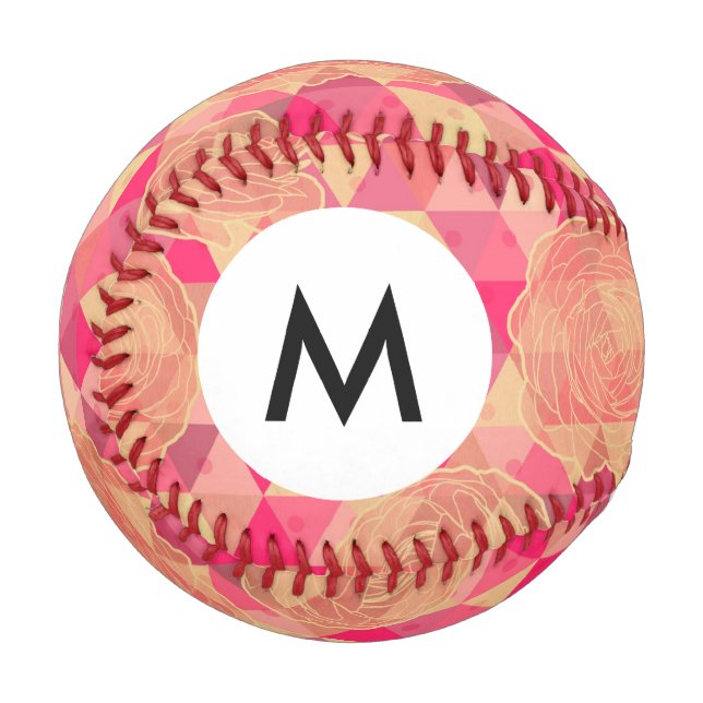 Balle De Baseball Motif géométrique de la fleur de monogramme (Devant Gauche)