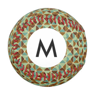 Balle De Baseball Motif géométrique rétro Monogramme
