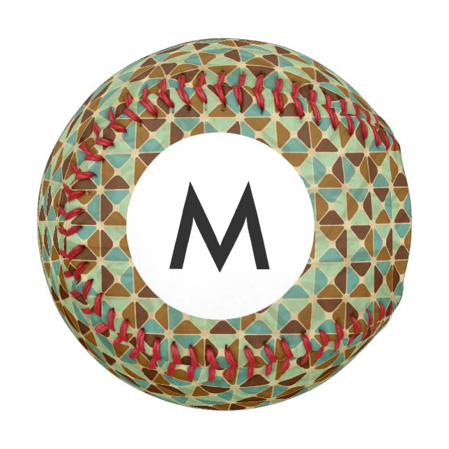 Balle De Baseball Motif géométrique rétro Monogramme (Devant Gauche)