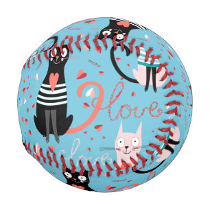 Balle De Baseball Motif mignon de chats sur un arrière - plan bleu