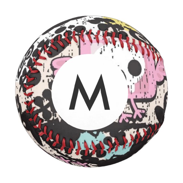 Balle De Baseball Motif Monogram Crazy birds (Devant Gauche)