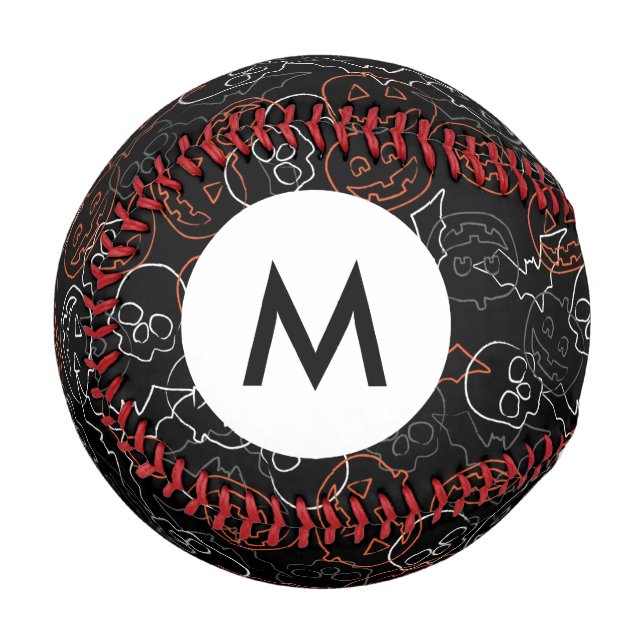 Balle De Baseball Motif Monogram Halloween (Devant Gauche)
