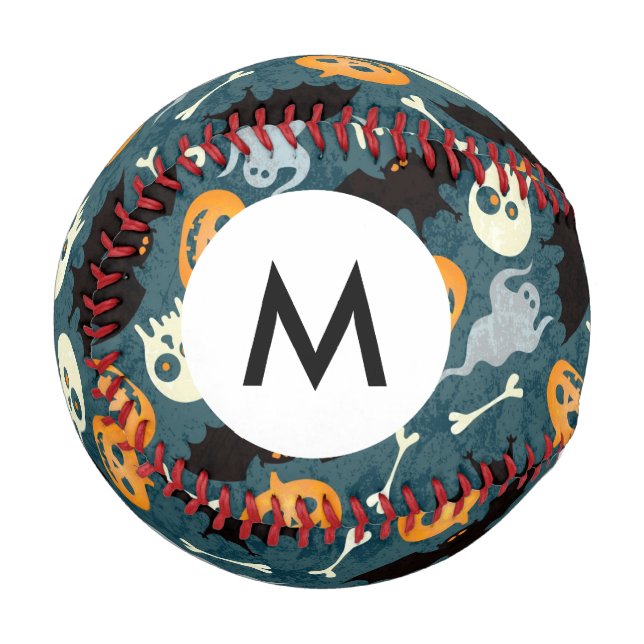 Balle De Baseball Motif Monogram Halloween (Devant Gauche)