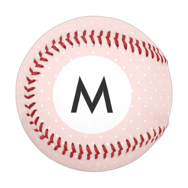 Balle De Baseball Motif Monogramme avec pois blancs 2 (Devant Gauche)