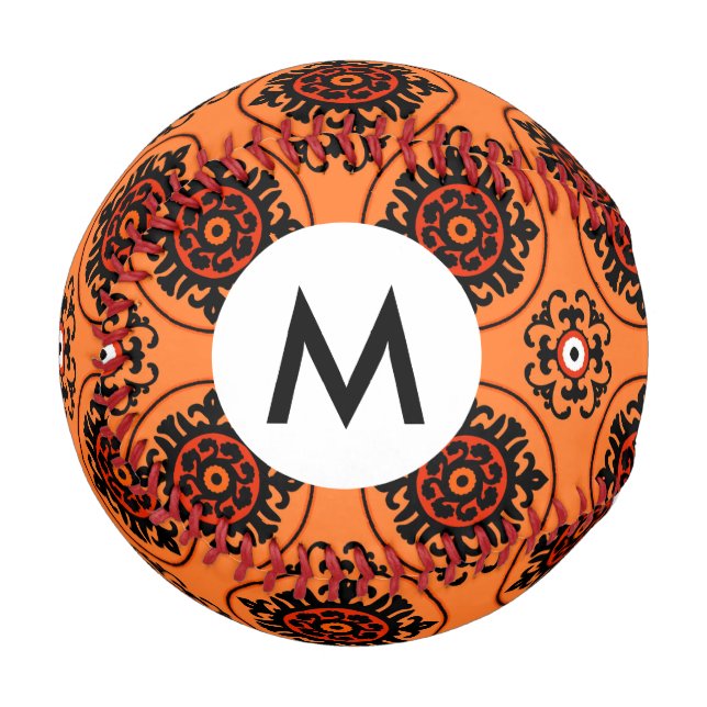 Balle De Baseball Motif Orange Suzani (Devant Gauche)