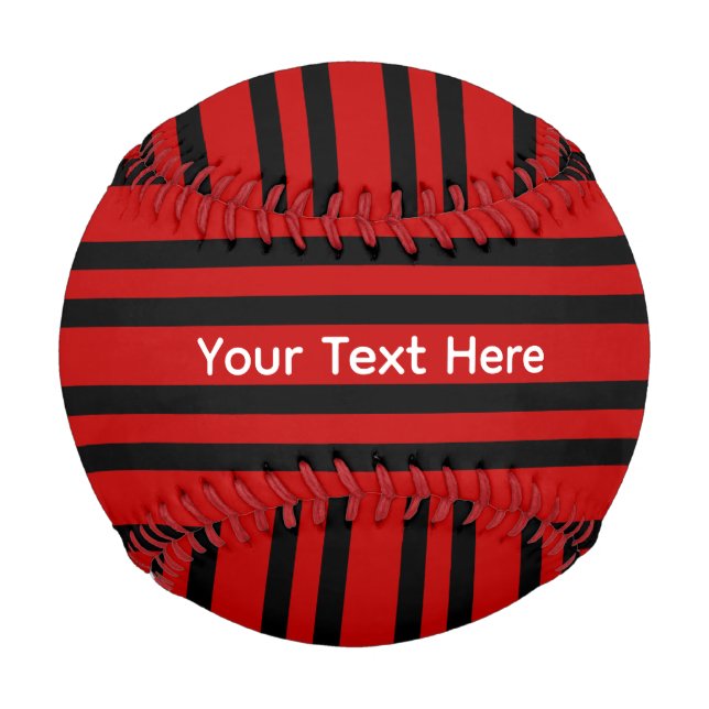 Balle De Baseball Motif Rayures Rouge Noir (Devant)