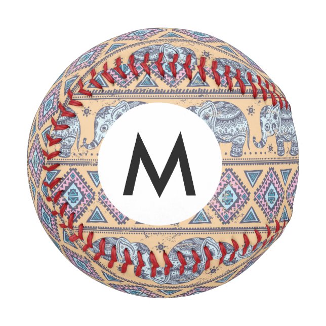 Balle De Baseball Motif tribal Blue Ethnic Elephant (Devant Gauche)
