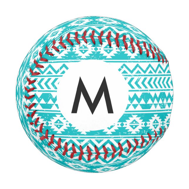Balle De Baseball Motif tribal turquoise Grunge Aztec (Devant Gauche)