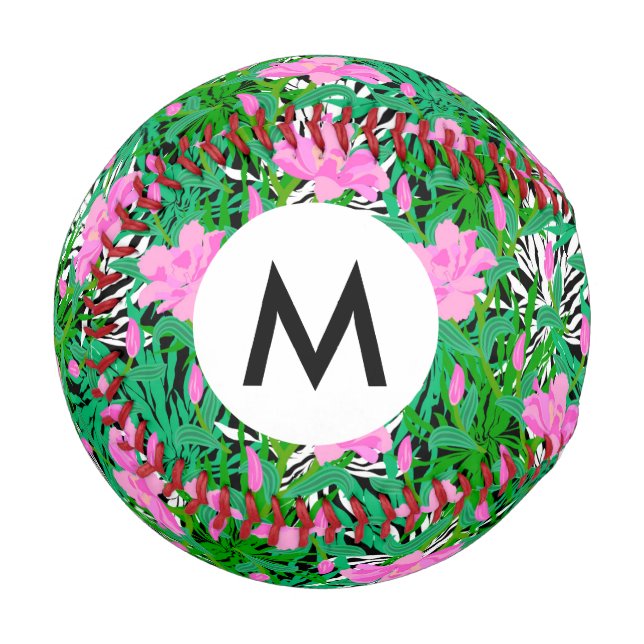 Balle De Baseball Motif tropical aux fleurs de la jungle (Devant Gauche)