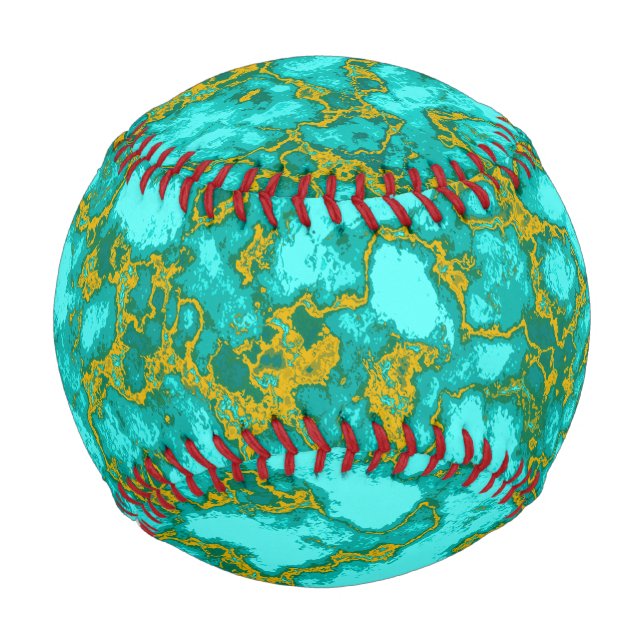 Balle De Baseball Motif Turquoise et Or (Devant)