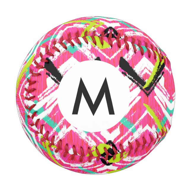 Balle De Baseball Motif Zag rose main (Devant Gauche)