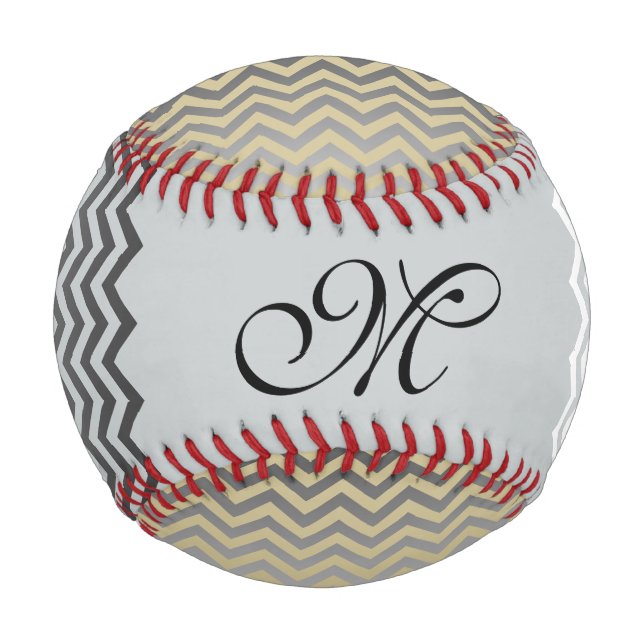 Balle De Baseball Motif ZIGZAG - dégradé gris + le dos et les idées (Devant)