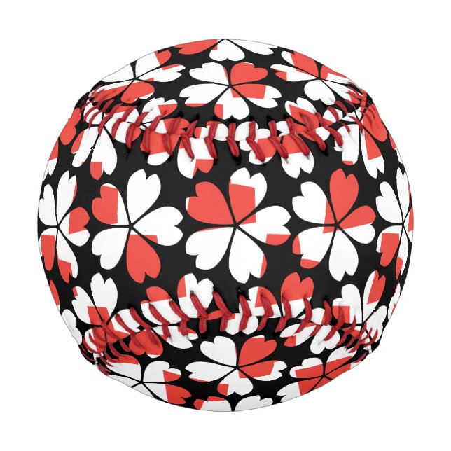 Balle De Baseball Motifs de fleurs blanches rouges mignonnes (Devant)