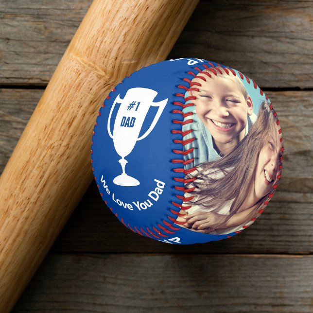 Balle De Baseball MVP Meilleur papa toujours Photos personnalisées B (Créateur téléchargé)
