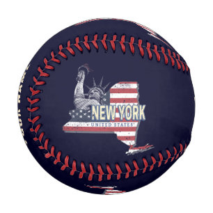 Balle De Baseball New York State États-Unis Retro Carte Vintage USA