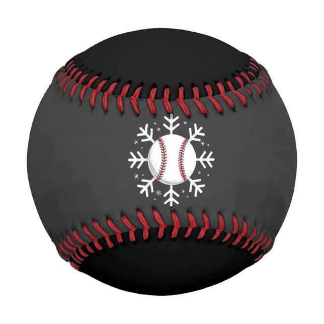 Balle De Baseball Noël Baseball Snowflake Sport Hit hit run (Devant)