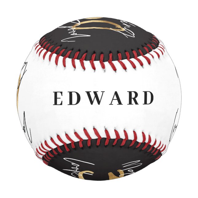 Balle De Baseball Noir et or 30e anniversaire chic moderne (Dos)