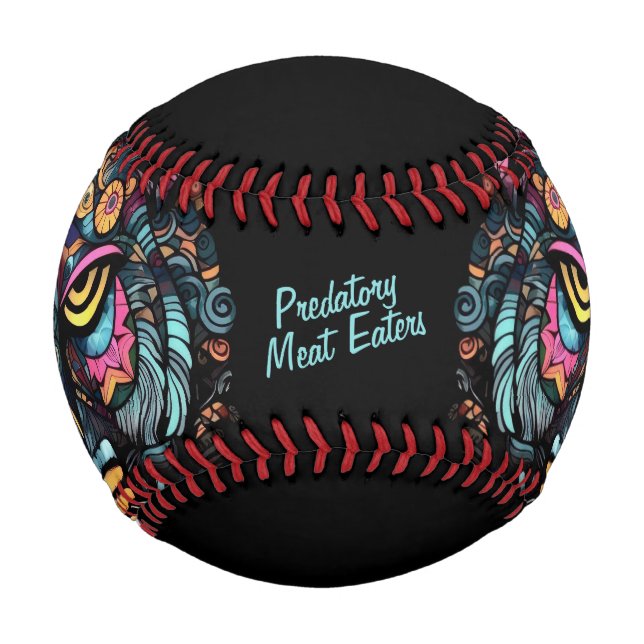 Balle De Baseball Nom d'équipe de tête de tigre génial (Dos)