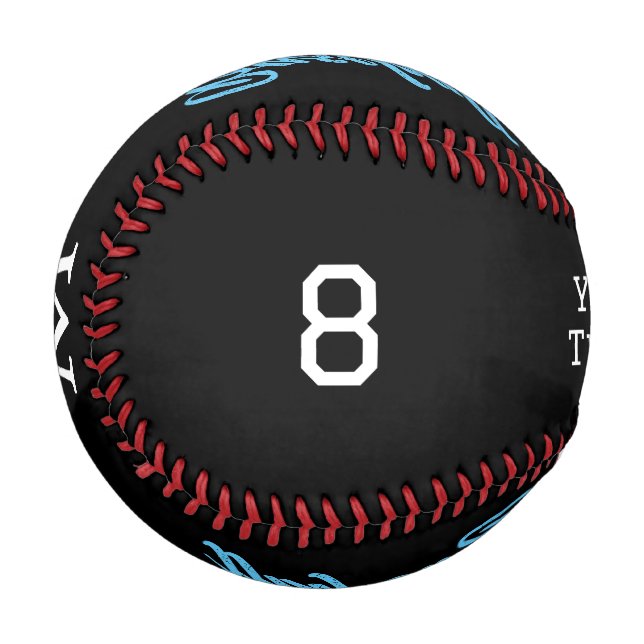 Balle De Baseball Nom d'équipe initiale de monogramme Numéro (Devant Gauche)