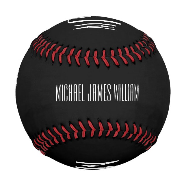 Balle De Baseball Nom du monogramme Noir moderne (Devant)