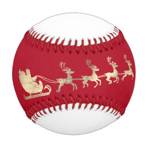 Balle De Baseball Nom personnalisé Joyeux Noël Père Noël Reindeer Go