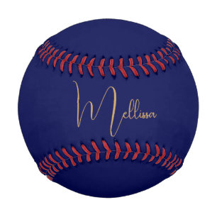 Balle De Baseball Nom personnalisé minimaliste bleu