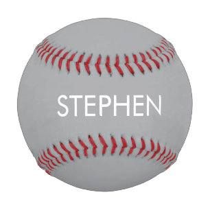 Balle De Baseball Nom personnalisé minimaliste gris