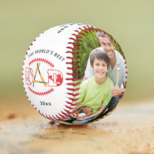 Balle De Baseball Nom photo personnalisé du meilleur papa du monde