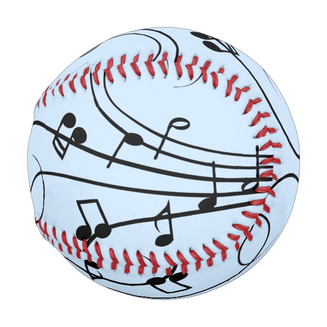 Balle De Baseball Notes de musique fantaisie Bleu (Devant Droite)