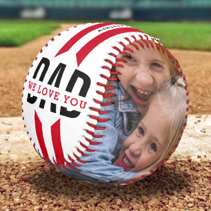 Balle De Baseball Nous t'aimons Papa Deux photos personnalisées