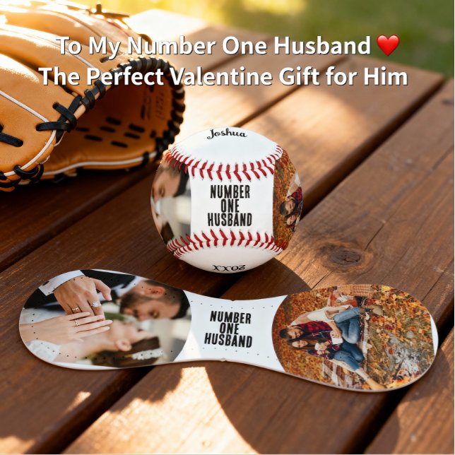 Balle De Baseball Number One Husband Valentine’s Day Photo Gift (Créateur téléchargé)