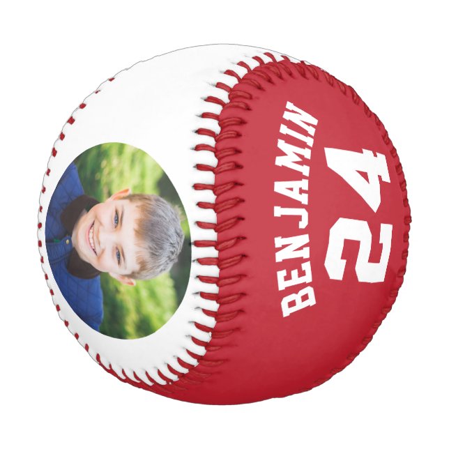 Balle De Baseball Numéro et photo du maillot rouge (Angle)